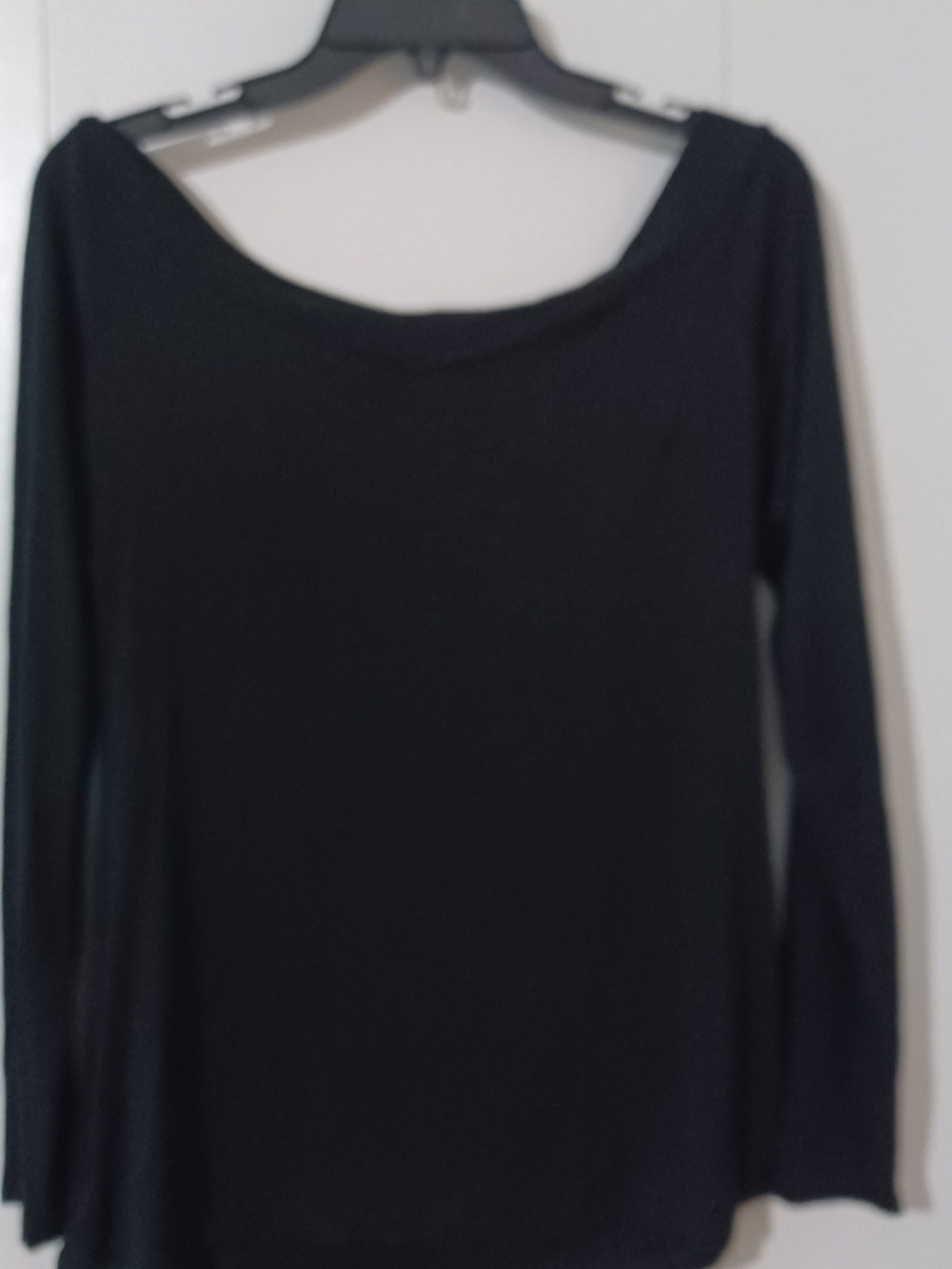 Women’s Black Long-Sleeve Boatneck Top - Picture 3 of 3